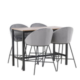 Camden Barový stůl – ořech / ořech MDF + sametová barová židle – černá / tmavě šedá sametová _4