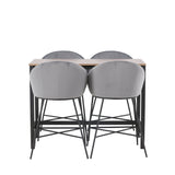 Camden Barový stůl – ořech / ořech MDF + sametová barová židle – černá / tmavě šedá sametová _4