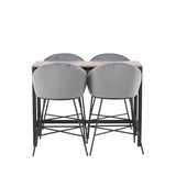 Camden Barový stůl – ořech / ořech MDF + sametová barová židle – černá / tmavě šedá sametová _4