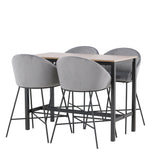 Camden Barový stůl – ořech / ořech MDF + sametová barová židle – černá / tmavě šedá sametová _4