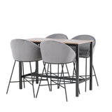 Camden Barový stůl – ořech / ořech MDF + sametová barová židle – černá / tmavě šedá sametová _4