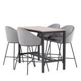 Camden Barový stůl – ořech / ořech MDF + sametová barová židle – černá / tmavě šedá sametová _4