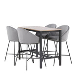 Camden Barový stůl – ořech / ořech MDF + sametová barová židle – černá / tmavě šedá sametová _4