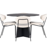 Bootcut kulatý jídelní stůl - černá / černá Fanéer + jídelní židle Chico - černá / bílá Boucle _4