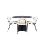 Bootcut kulatý jídelní stůl - černá / černá Fanéer + jídelní židle Chico - černá / bílá Boucle _4