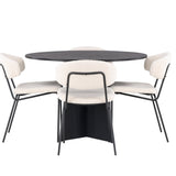 Bootcut kulatý jídelní stůl - černá / černá Fanéer + jídelní židle Chico - černá / bílá Boucle _4