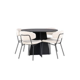 Bootcut kulatý jídelní stůl - černá / černá Fanéer + jídelní židle Chico - černá / bílá Boucle _4
