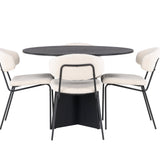Bootcut kulatý jídelní stůl - černá / černá Fanéer + jídelní židle Chico - černá / bílá Boucle _4