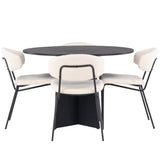 Bootcut kulatý jídelní stůl - černá / černá Fanéer + jídelní židle Chico - černá / bílá Boucle _4