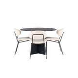 Bootcut kulatý jídelní stůl - černá / černá Fanéer + jídelní židle Chico - černá / bílá Boucle _4