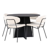 Bootcut kulatý jídelní stůl - černá / černá Fanéer + jídelní židle Chico - černá / bílá Boucle _4
