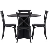 Kulatý jídelní stůl Bootcut - černá / černá Fanéer + jídelní židle Crosett - matná černá / matná černá plast _4