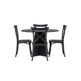 Kulatý jídelní stůl Bootcut - černá / černá Fanéer + jídelní židle Crosett - matná černá / matná černá plast _4