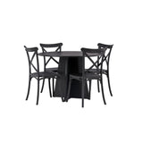 Kulatý jídelní stůl Bootcut - černá / černá Fanéer + jídelní židle Crosett - matná černá / matná černá plast _4