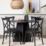 Kulatý jídelní stůl Bootcut - černá / černá Fanéer + jídelní židle Crosett - matná černá / matná černá plast _4