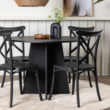 Kulatý jídelní stůl Bootcut - černá / černá Fanéer + jídelní židle Crosett - matná černá / matná černá plast _4