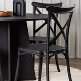 Kulatý jídelní stůl Bootcut - černá / černá Fanéer + jídelní židle Crosett - matná černá / matná černá plast _4