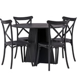 Kulatý jídelní stůl Bootcut - černá / černá Fanéer + jídelní židle Crosett - matná černá / matná černá plast _4