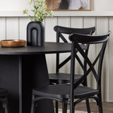 Kulatý jídelní stůl Bootcut - černá / černá Fanéer + jídelní židle Crosett - matná černá / matná černá plast _4