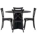 Kulatý jídelní stůl Bootcut - černá / černá Fanéer + jídelní židle Crosett - matná černá / matná černá plast _4