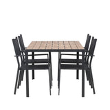 Jídelní stůl Break Alumnium – černá / přírodní obdélníková 90*150* + stohovací židle Copacabana – černá/černá – Ersätter 4131-408 _4