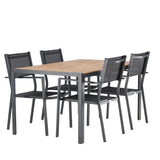 Jídelní stůl Break Alumnium – černá / přírodní obdélníková 90*150* + stohovací židle Copacabana – černá/černá – Ersätter 4131-408 _4