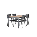 Jídelní stůl Break Alumnium – černá / přírodní obdélníková 90*150* + stohovací židle Copacabana – černá/černá – Ersätter 4131-408 _4