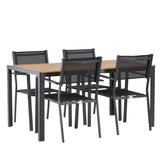 Jídelní stůl Break Alumnium – černá / přírodní obdélníková 90*150* + stohovací židle Copacabana – černá/černá – Ersätter 4131-408 _4