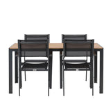 Jídelní stůl Break Alumnium – černá / přírodní obdélníková 90*150* + stohovací židle Copacabana – černá/černá – Ersätter 4131-408 _4