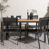 Jídelní stůl Break Alumnium – černá / přírodní obdélníková 90*150* + stohovací židle Copacabana – černá/černá – Ersätter 4131-408 _4