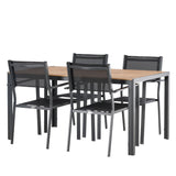 Jídelní stůl Break Alumnium – černá / přírodní obdélníková 90*150* + stohovací židle Copacabana – černá/černá – Ersätter 4131-408 _4