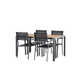 Jídelní stůl Break Alumnium – černá / přírodní obdélníková 90*150* + stohovací židle Copacabana – černá/černá – Ersätter 4131-408 _4