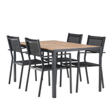 Jídelní stůl Break Alumnium – černá / přírodní obdélníková 90*150* + stohovací židle Copacabana – černá/černá – Ersätter 4131-408 _4