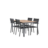 Jídelní stůl Break Alumnium – černá / přírodní obdélníková 90*150* + stohovací židle Copacabana – černá/černá – Ersätter 4131-408 _4