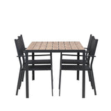 Jídelní stůl Break Alumnium – černá / přírodní obdélníková 90*150* + stohovací židle Copacabana – černá/černá – Ersätter 4131-408 _4