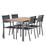 Jídelní stůl Break Alumnium – černá / přírodní obdélníková 90*150* + stohovací židle Copacabana – černá/černá – Ersätter 4131-408 _4