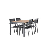 Jídelní stůl Break Alumnium – černá / přírodní obdélníková 90*150* + stohovací židle Copacabana – černá/černá – Ersätter 4131-408 _4