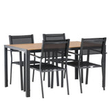 Jídelní stůl Break Alumnium – černá / přírodní obdélníková 90*150* + stohovací židle Copacabana – černá/černá – Ersätter 4131-408 _4