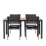 Jídelní stůl Break Alumnium – černá / přírodní obdélníková 90*150* + stohovací židle Copacabana – černá/černá – Ersätter 4131-408 _4