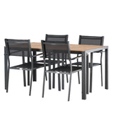 Jídelní stůl Break Alumnium – černá / přírodní obdélníková 90*150* + stohovací židle Copacabana – černá/černá – Ersätter 4131-408 _4