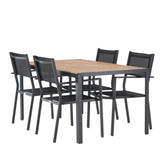 Jídelní stůl Break Alumnium – černá / přírodní obdélníková 90*150* + stohovací židle Copacabana – černá/černá – Ersätter 4131-408 _4