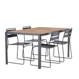 Jídelní stůl Break Alumnium – černá / přírodní obdélníková 90*150* + jídelní židle Lina – černá _4