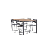 Jídelní stůl Break Alumnium – černá / přírodní obdélníková 90*150* + jídelní židle Lina – černá _4