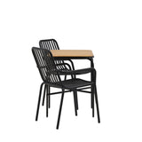 Holmbeck Cafetable Steel – Černá / Obdélníková 55*70*74 +Pekingská jídelní židle hliníková – Černá / _2