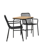 Holmbeck Cafetable Steel – Černá / Obdélníková 55*70*74 +Pekingská jídelní židle hliníková – Černá / _2