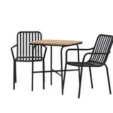 Holmbeck Cafetable Steel – Černá / Obdélníková 55*70*74 +Pekingská jídelní židle hliníková – Černá / _2