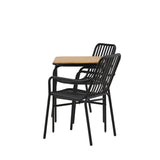 Holmbeck Cafetable Steel – Černá / Obdélníková 55*70*74 +Pekingská jídelní židle hliníková – Černá / _2