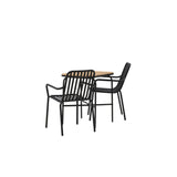 Holmbeck Cafetable Steel – Černá / Obdélníková 55*70*74 +Pekingská jídelní židle hliníková – Černá / _2
