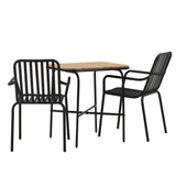 Holmbeck Cafetable Steel – Černá / Obdélníková 55*70*74 +Pekingská jídelní židle hliníková – Černá / _2