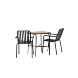 Holmbeck Cafetable Steel – Černá / Obdélníková 55*70*74 +Pekingská jídelní židle hliníková – Černá / _2